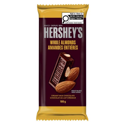Picture of HERSHEY CREAMY MILK CHOCOLATE ALMOND - FAMILY BAR 100GR                    