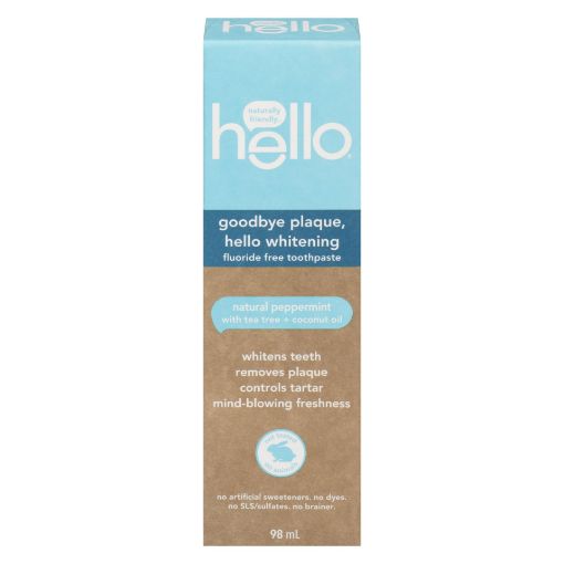 Picture of HELLO GOODBYE PLAQUE HELLO WHITENING FLUORIDE FREE TOOTHPASTE 98ML