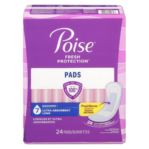 Picture of POISE ULTIMATE EXTRA COVERAGE PADS NON-WINGED 24S