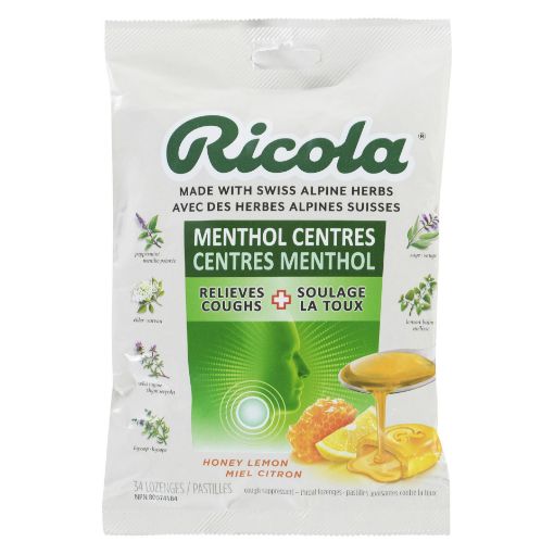 Picture of RICOLA SWISS HERB LOZENGE DROPS - HONEY LEMON MENTHOL CENTRES 34S