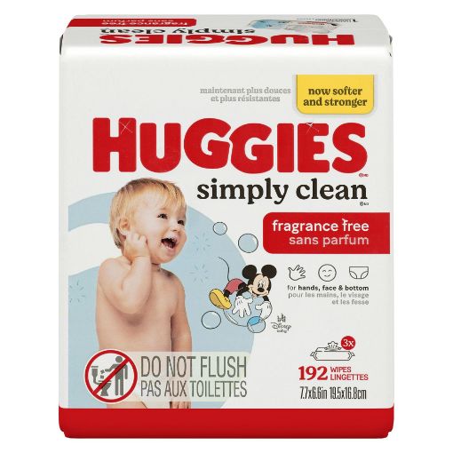 Picture of HUGGIES SIMPLY CLEAN FRAGRANCE FREE BABY WIPES RFT SOFT PACK 3X64