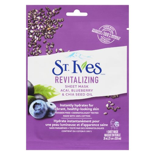 Picture of ST. IVES REVITALIZING SHEET MASK  - ACAI BLUEBERRY 25ML                