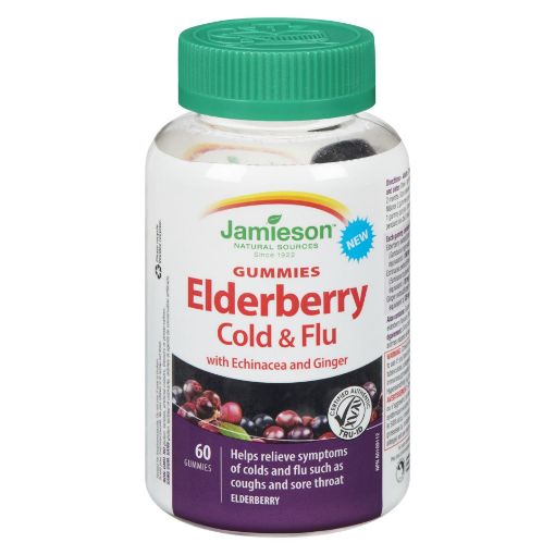 Picture of JAMIESON COLD and FLU GUMMY - BLACK ELDERBERRY W/ECHINACEA and GINGER 60S