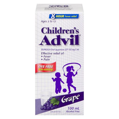 Picture of ADVIL CHILDRENS SUSPENSION IBUPROFEN - DYE-FREE GRAPE 100ML