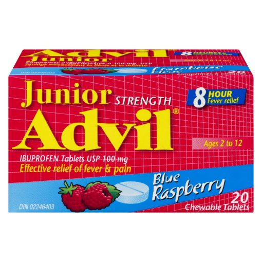 Picture of ADVIL JR IBUPROFEN - BLUE RASPBERRY CHEWABLE TABLET 20S
