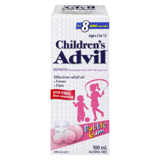 Picture of ADVIL CHILDRENS SUSPENSION DYE FREE BUBBLE GUM 100ML