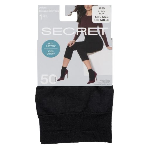 Picture of SECRET ANKLE HIGH - COTTON - BLACK - O/S 1PR