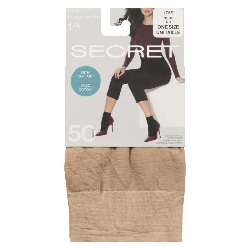 Picture of SECRET ANKLE HIGH - COTTON - NUDE - O/S 1PR