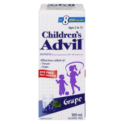 Picture of ADVIL CHILDRENS SUSPENSION IBUPROFEN - DYE-FREE GRAPE 100ML