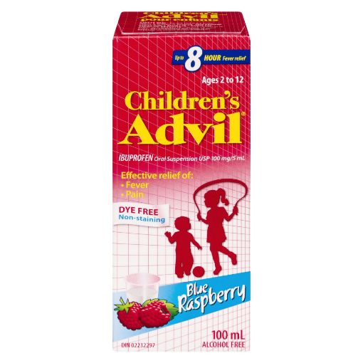 Picture of ADVIL CHILDRENS SUSPENSION IBUPROFEN - BLUE RASPBERRY DYE FREE 100ML