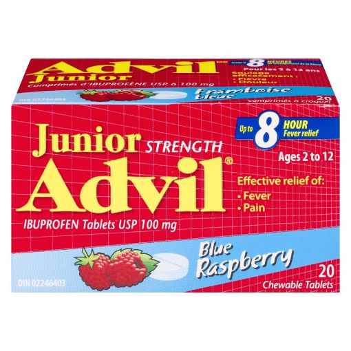 Picture of ADVIL JR IBUPROFEN - BLUE RASPBERRY CHEWABLE TABLET 20S