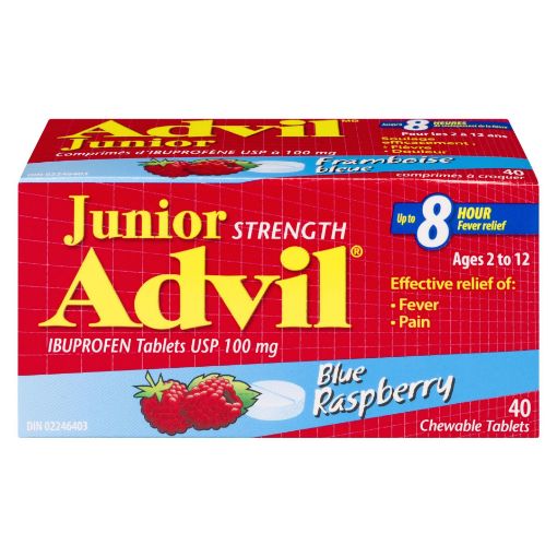 Picture of ADVIL JR IBUPROFEN - BLUE RASPBERRY CHEWABLE TABLET 40S