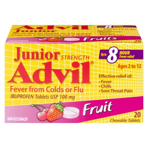 Picture of ADVIL JR IBUPROFEN FEVER FROM COLDS OR FLU CHEWABLE TABLETS - FRUIT 20S