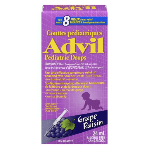 Picture of ADVIL PEDIATRIC SUSPENSION IBUPROFEN - GRAPE DROPS 24ML