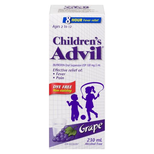 Picture of ADVIL CHILDRENS SUSPENSION - GRAPE - DYE FREE 230ML