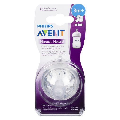 Picture of PHILIPS AVENT NATURAL MEDIUM FLOW NIPPLE 3M+