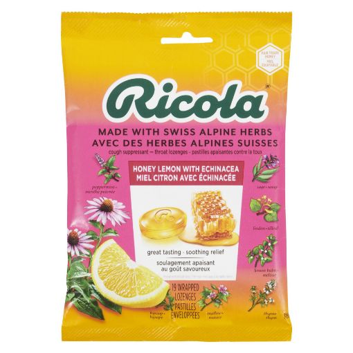 Picture of RICOLA SWISS HERB LOZENGE DROPS - HONEY LEMON W/ECHINACEA 19S