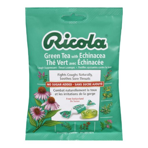 Picture of RICOLA SWISS HERB LOZENGE DROPS - GREEN TEA W/ECHINACEA - NSA 19S