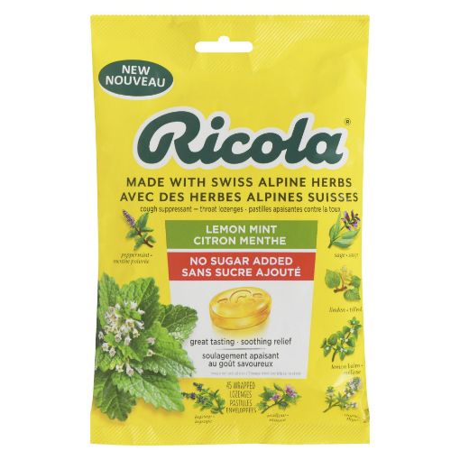 Picture of RICOLA SWISS HERB LOZENGE DROPS - FAMILY BAG LEMON MINT NSA 45S