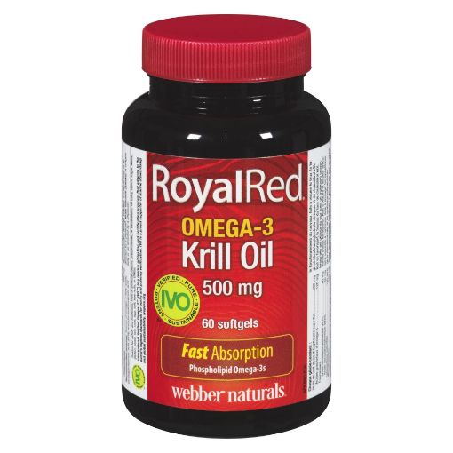 Picture of WEBBER NATURALS ROYAL RED OMEGA-3 KRILL OIL - 100% PURE 500MG 60S          