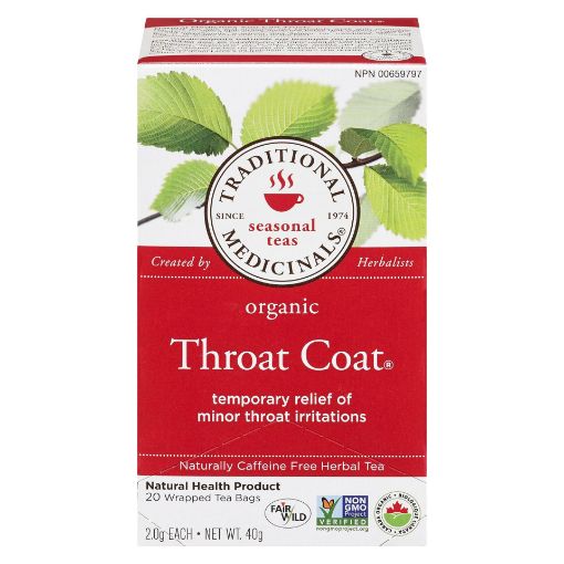 Picture of TRADITONAL MEDICINALS ORGANIC - THROAT COAT TEA 20S                  