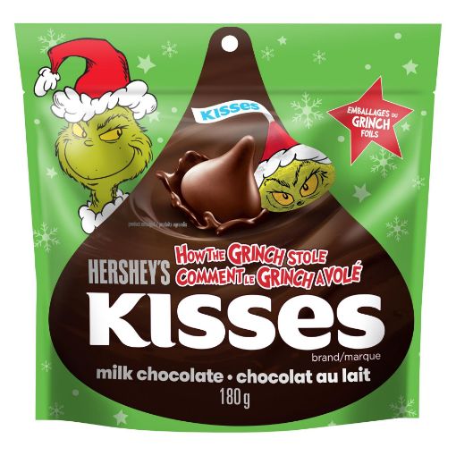 Picture of HERSHEYS KISSES - GRINCH MILK CHOCOLATE POUCH 180GR