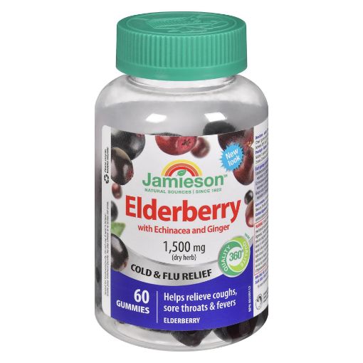 Picture of JAMIESON COLD and FLU GUMMY - BLACK ELDERBERRY W/ECHINACEA and GINGER 60S