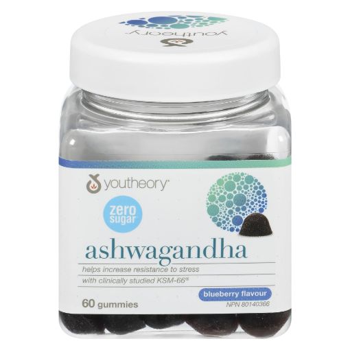 Picture of YOUTHEORY ASHWAGANDHA GUMMIES - ZERO SUGAR - BLUEBERRY 60S