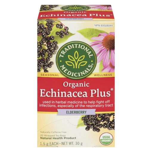Picture of TRADITIONAL MEDICINALS ORGANIC ECHINACEA PLUS - ELDERBERRY TEA 20S         