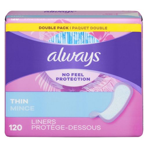 Picture of ALWAYS THIN DAILY LINERS REGULAR - UNSCENTED WRAPPED 120S                  
