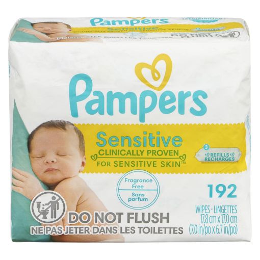 Picture of PAMPERS SENSITIVE 3X WIPES - REFILL 192S                                   