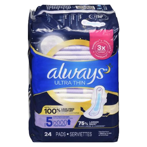 Picture of ALWAYS ULTRA - SIZE 5 EXTRA HEAVY OVERNIGHT - UNSCENTED 2X 24S