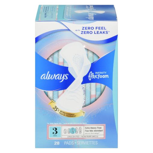 Picture of ALWAYS INFINITY SIZE 3 EXTRA HEAVY FLOW DAY UNSCENTED 2X 28S