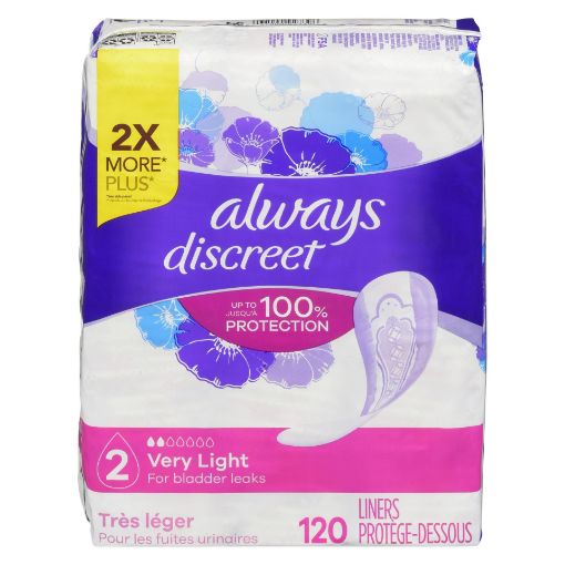 Picture of ALWAYS DISCREET PANTYLINERS VERY LIGHT ABSORBANCY - REGULAR LENGTH 120S