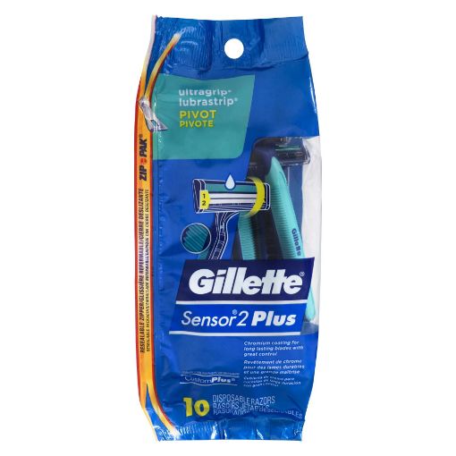 Picture of GILLETTE SENSOR 2 PLUS RAZOR - DISPOSABLE - PIVOT SOFT ULTRA GRIP 10S      