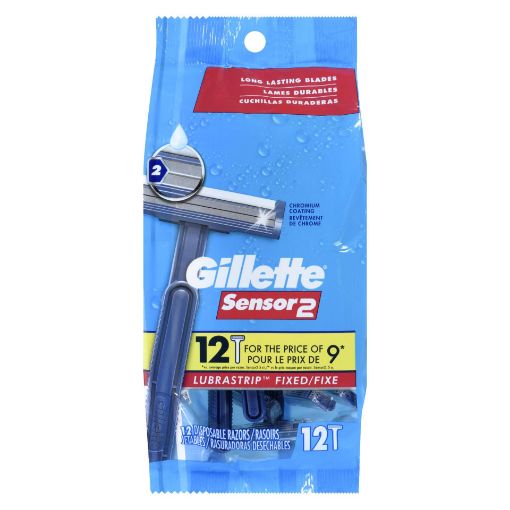Picture of GILLETTE SENSOR 2 RAZOR - DISPOSABLE - LUBRASTRIP 12S                      