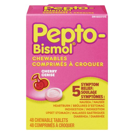 Picture of PEPTO BISMOL CHEWABLE TABLETS - CHERRY 48S
