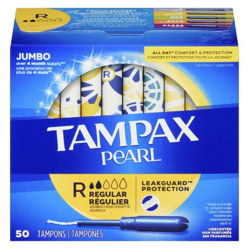 Picture of TAMPAX PEARL TAMPONS - REGULAR - UNSCENTED 50S