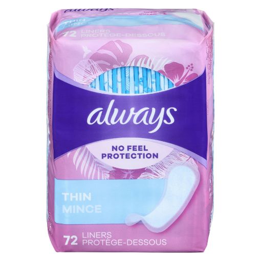 Picture of ALWAYS PANTY LINERS - THIN REGULAR - UNSCENTED 1.2X 72S