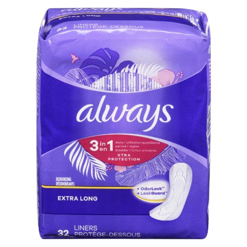 Picture of ALWAYS XTRA PROTECTION 3-IN-1 PANTY LINERS - DAILY LINERS - XTRA LONG W/ LE