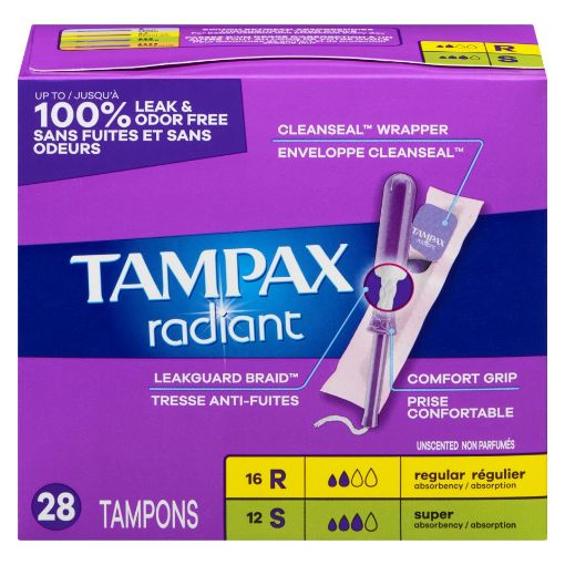 Picture of TAMPAX RADIANT TAMPONS - DUO REG/SUP 2X 28S