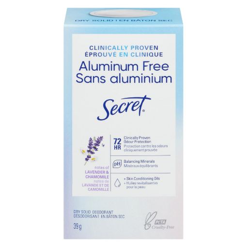 Picture of SECRET ALUMINUM FREE DEODORANT DRY SOLID - LAVENDER and CHAMOMILE 39GR