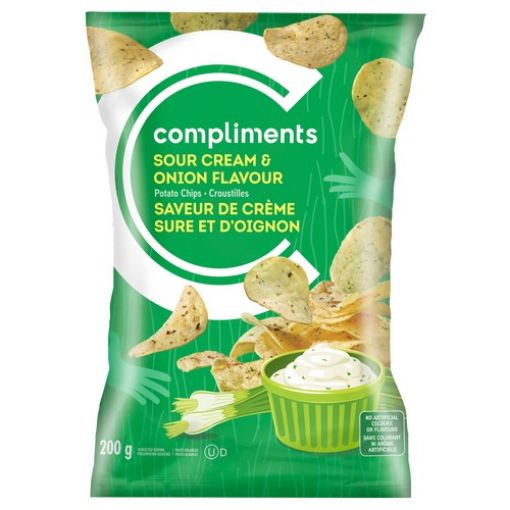 Picture of COMPLIMENTS POTATO CHIPS - SOUR CREAM and ONION 200GR