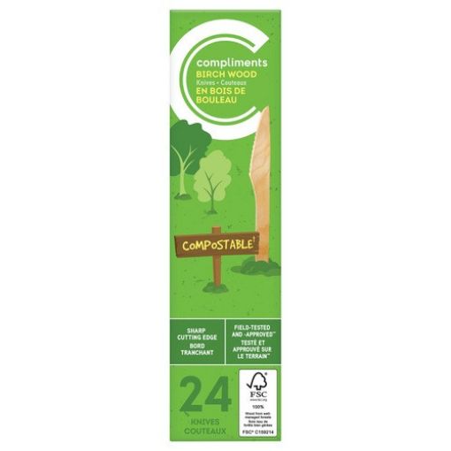 Picture of COMPLIMENTS COMPOSTABLE BIRCH WOOD CUTLERY - KNIVES 24S
