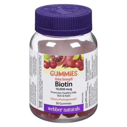 Picture of WEBBER NATURALS BIOTIN 10000MCG GUMMIES - CHERRY POMEGRANATE 30S