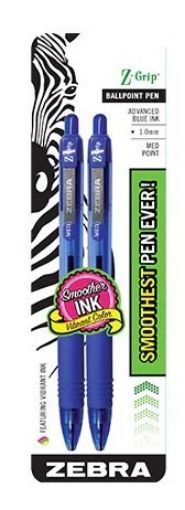 Picture of ZEBRA Z-GRIP RET BALLPOINT PEN BLUE INK 2S
