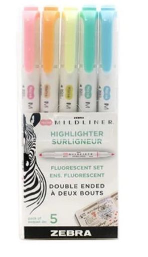 Picture of ZEBRA MILDLINER HIGHLIGHTER - MILD and FLOURESCENT 5S