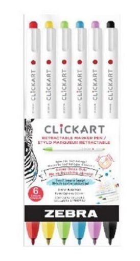 Picture of ZEBRA CLICKART RETRACTABLE MARKER - ASSORTED 6S