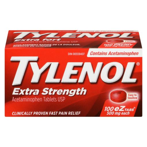 Picture of TYLENOL ACETAMINOPHEN - EXTRA STRENGTH - EZ OPEN TABLET 500MG 100S         