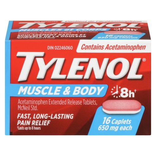 Picture of TYLENOL MUSCLE ACHES and BODY PAIN RELIEF CAPLET 650MG 16S